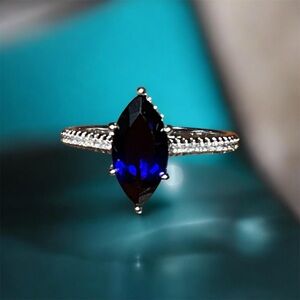 Blue Sapphire .925 Silver Ring 7